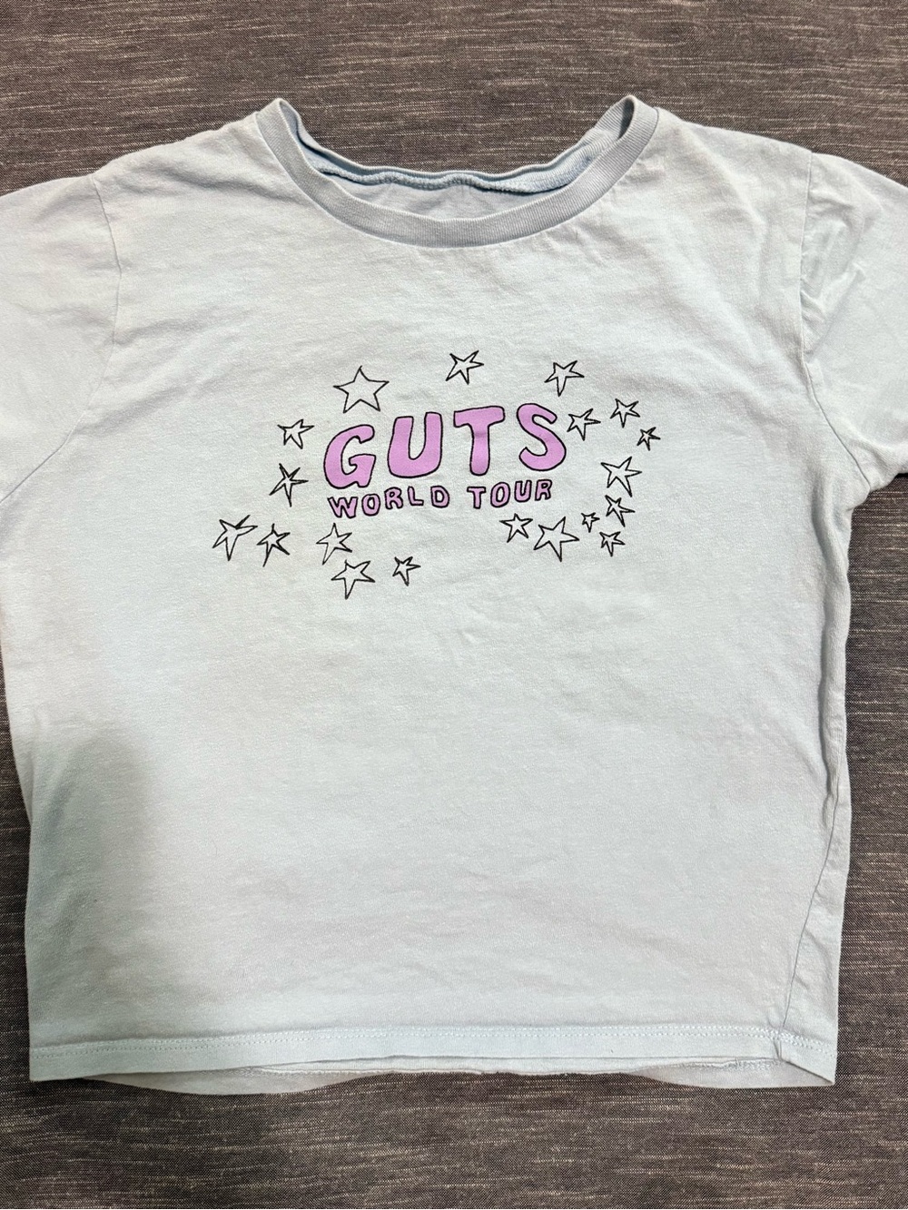 Mudd Light Blue Tee with Pink "GUTS World Tour" Graphic
